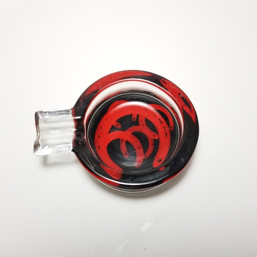 Marlboro Miles Horse Shoe Ashtray red black glass